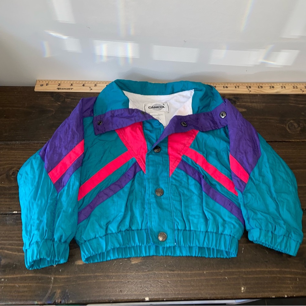 90s Kids multi coloured jacket Fleece Lined Windbreaker Jacket unisex - Picture 3 of 9
